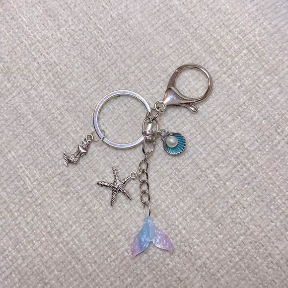 Mermaid Purse Charm Silver Keychain Handmade New without tags - Picture 1 of 3